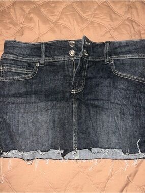 Bershka Black Denim Mini Skirt with Contrast Stitching